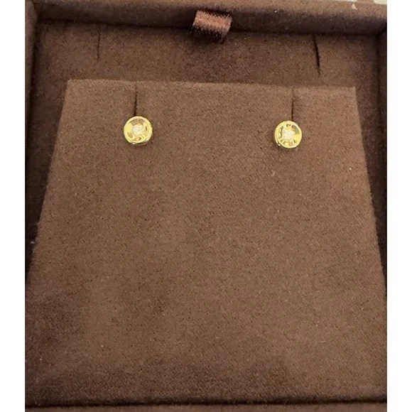 Roberto Coin Rubi & 0.08ctw Diamond Bezel 18k Yellow Gold Stud Earrings - Picture 5 of 15